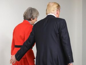 Donald Trump inappropriate touching of Theresa May