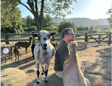 Former General Hospital actor Tyler Christopher receives goat therapy and friendship from Maurice and Paula Benard